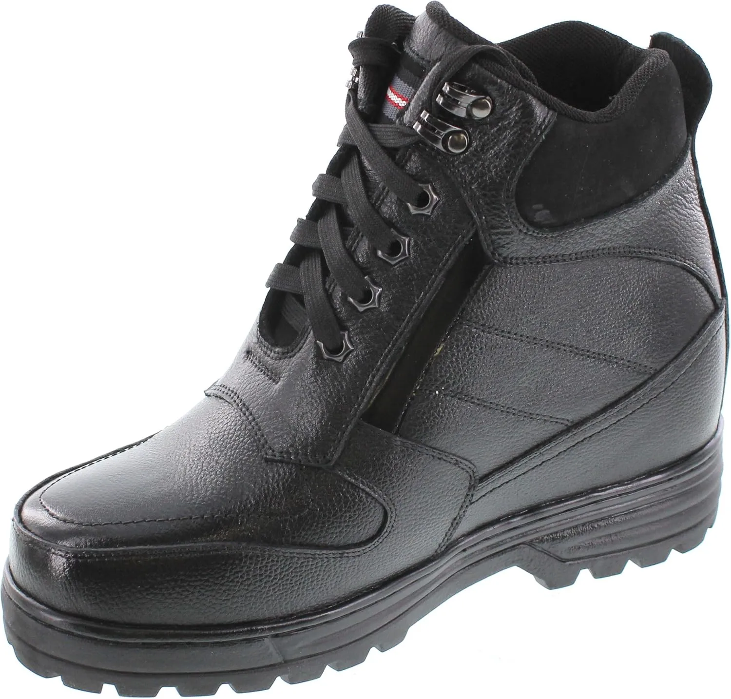 Calden Men's Invisible Height Increasing Elevator Shoes - Black Pebble Grain Leather Lace-up Ankle Boots with Extra Tall - 5.2 Inches Taller - K881805 - Size 10 D(M) US