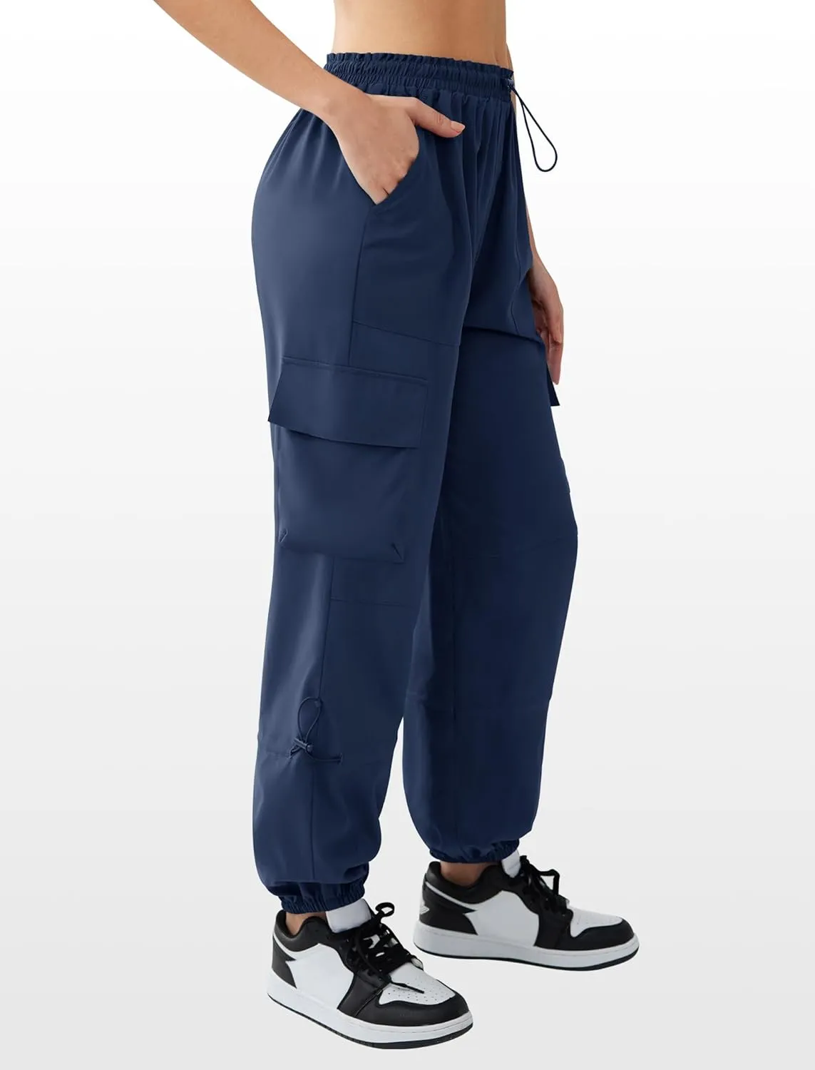 Cargo Pants Women High Waisted Parachute Pants with Pockets Quick Dry Lightweight Baggy Pants