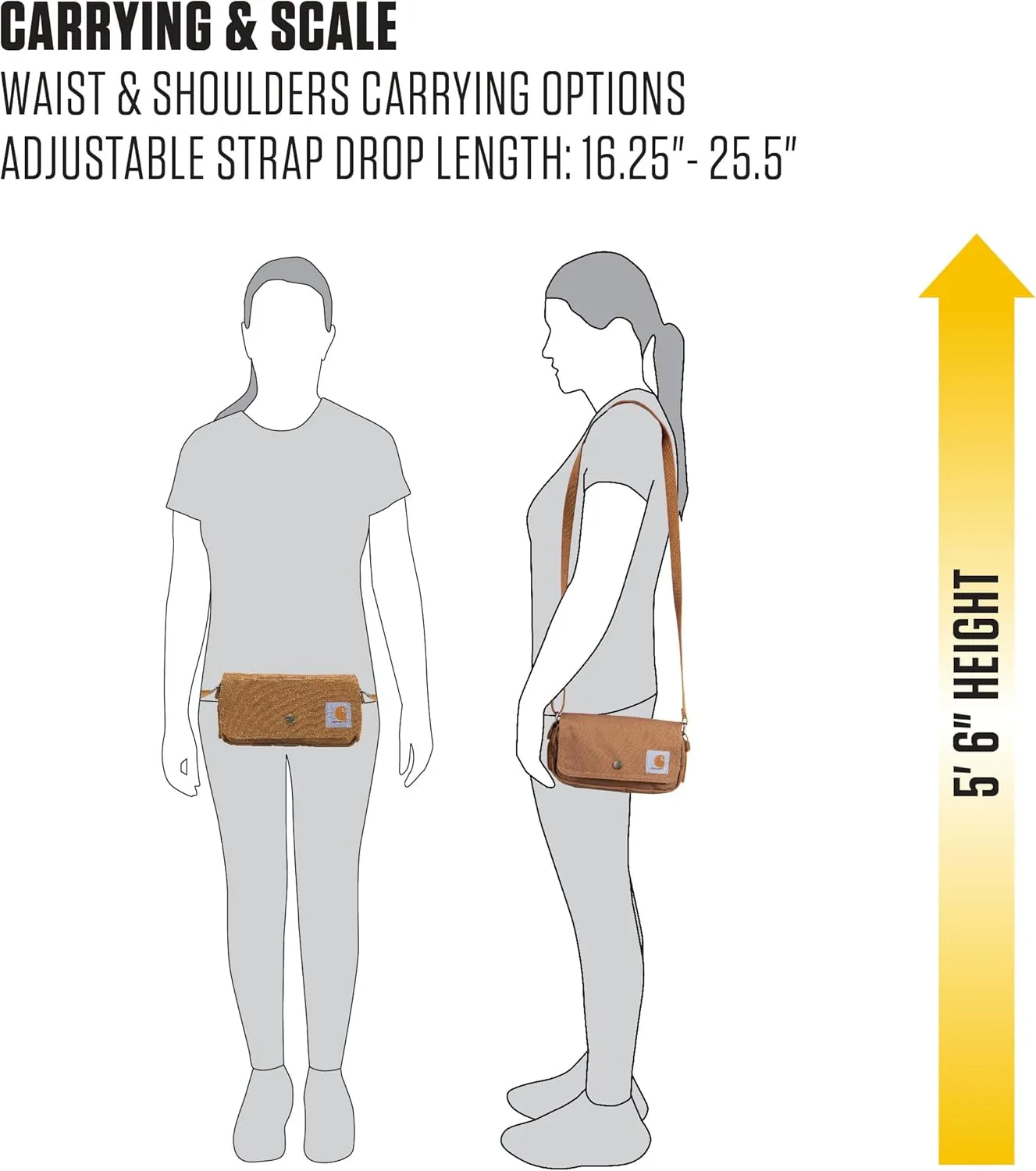 Carhartt Women's Horizontal Bag, Carries as a Crossbody, Clutch Or Waist Pack with Removable Strap