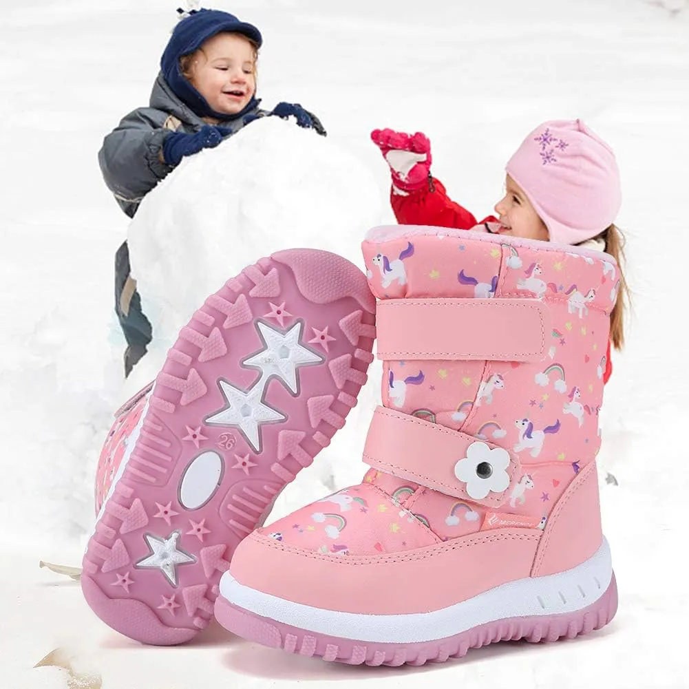 CIOR Winter Snow Boots for Boy and Girl Outdoor Waterproof with Fur Lined(Toddler/Little Kids)