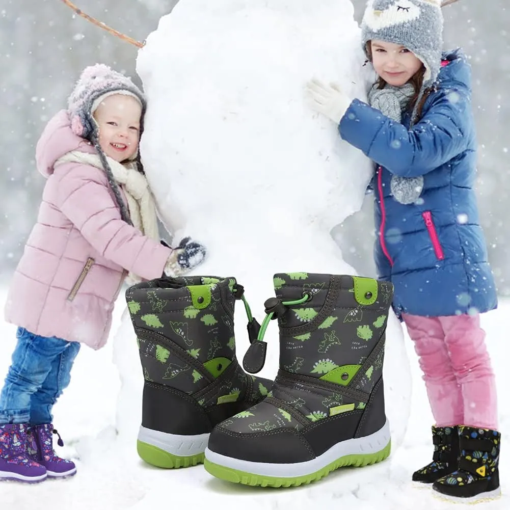 CIOR Winter Snow Boots for Boy and Girl Outdoor Waterproof with Fur Lined(Toddler/Little Kids)