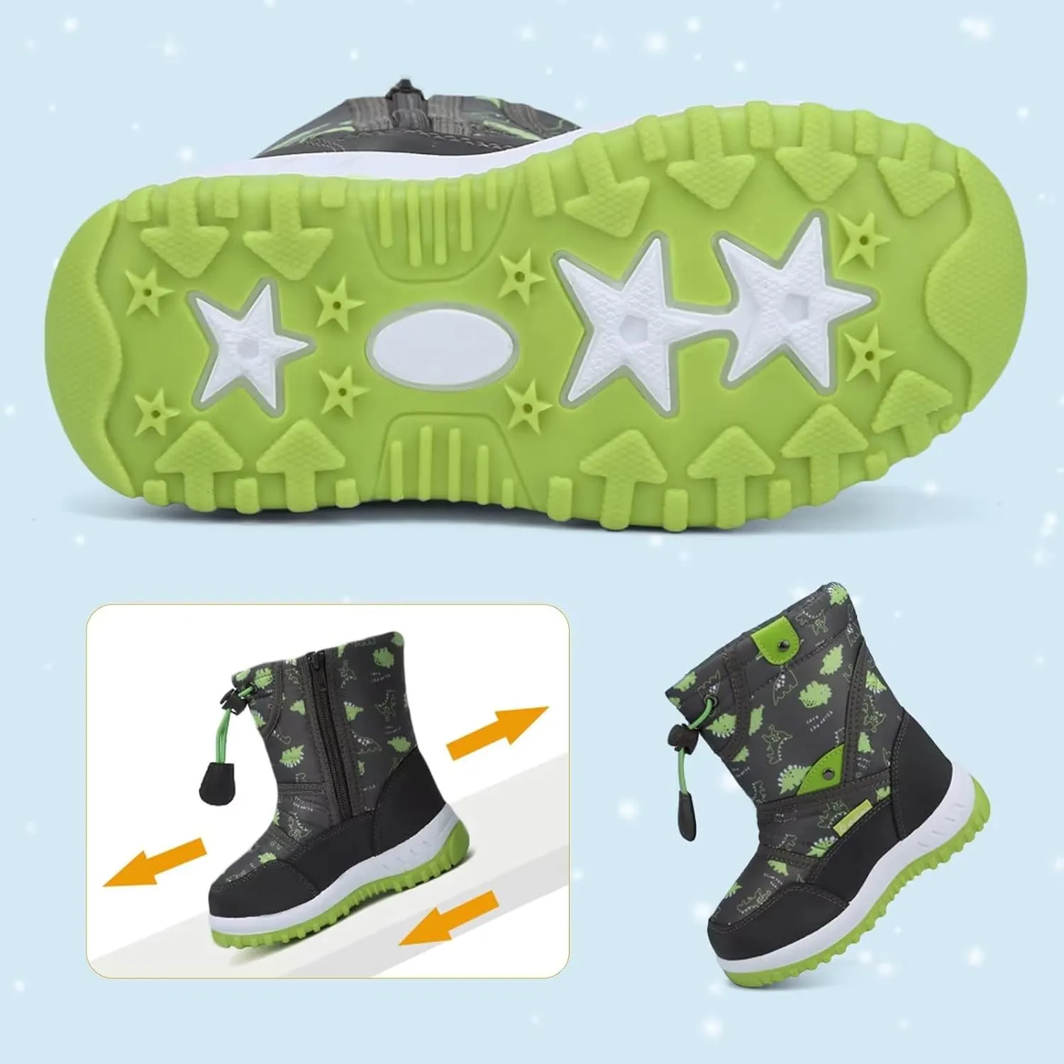CIOR Winter Snow Boots for Boy and Girl Outdoor Waterproof with Fur Lined(Toddler/Little Kids)