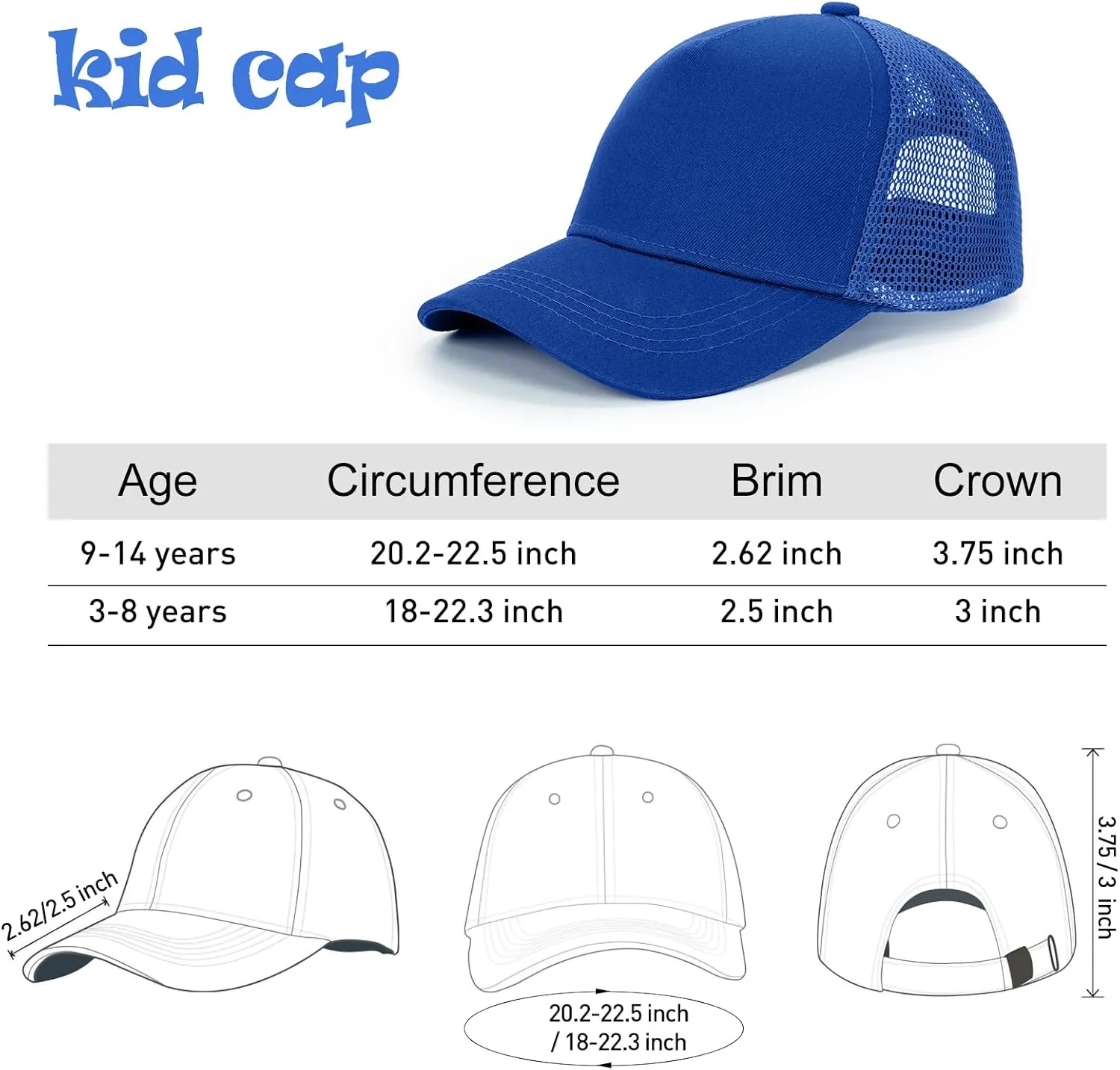 Edoneery Baseball Cap for Kids-Adjustable Washed Cotton Golf Toddler Hat for Boys & Girls
