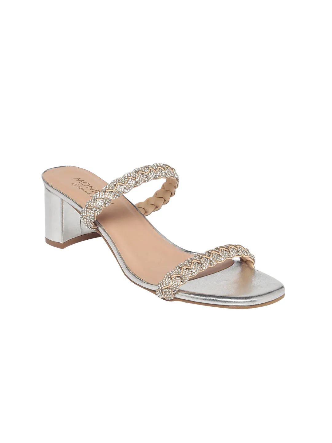 Erica Silver Block Heels