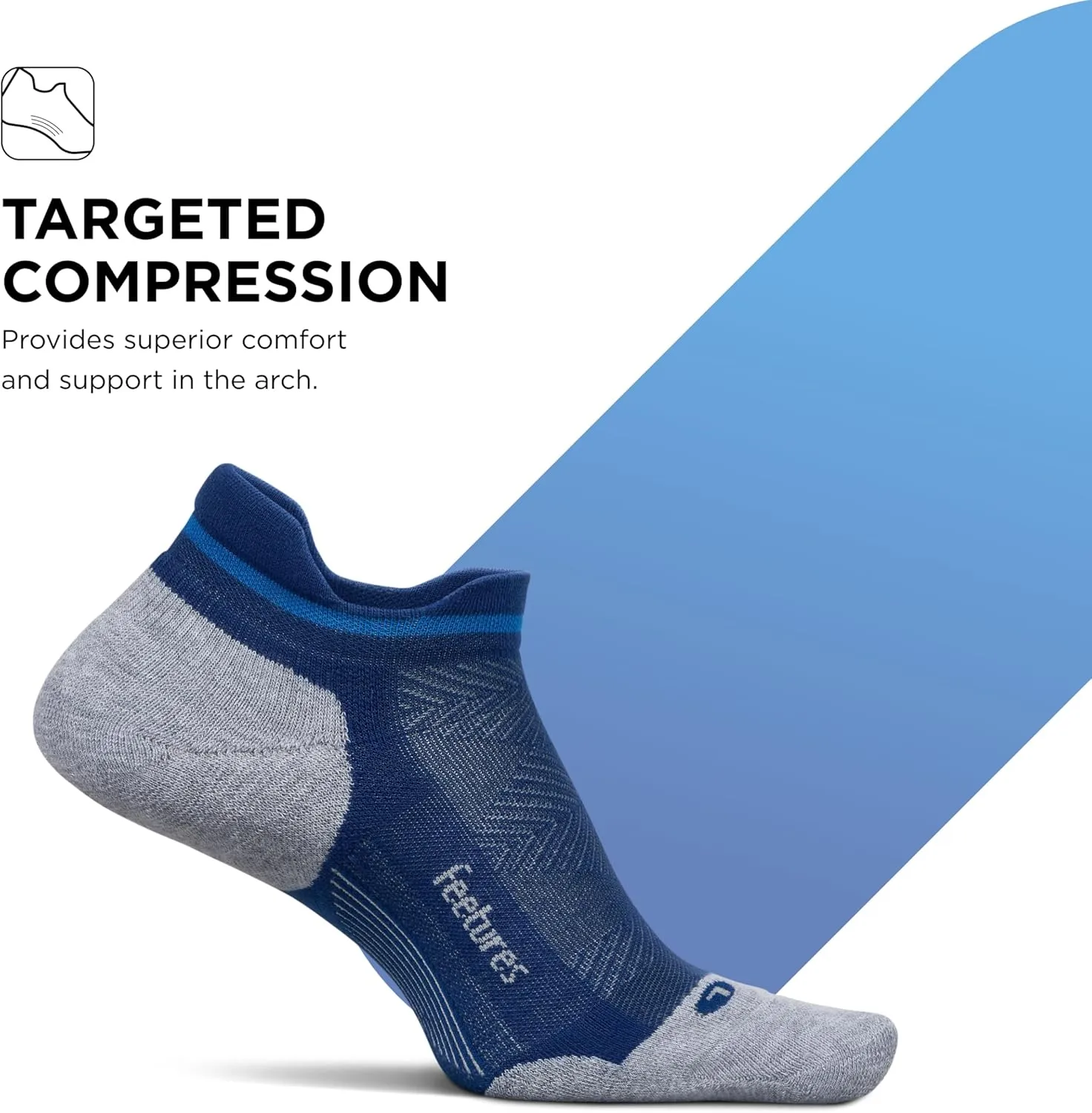 Feetures Elite Max Cushion No Show Tab Ankle Socks - Sport Sock with Targeted Compression