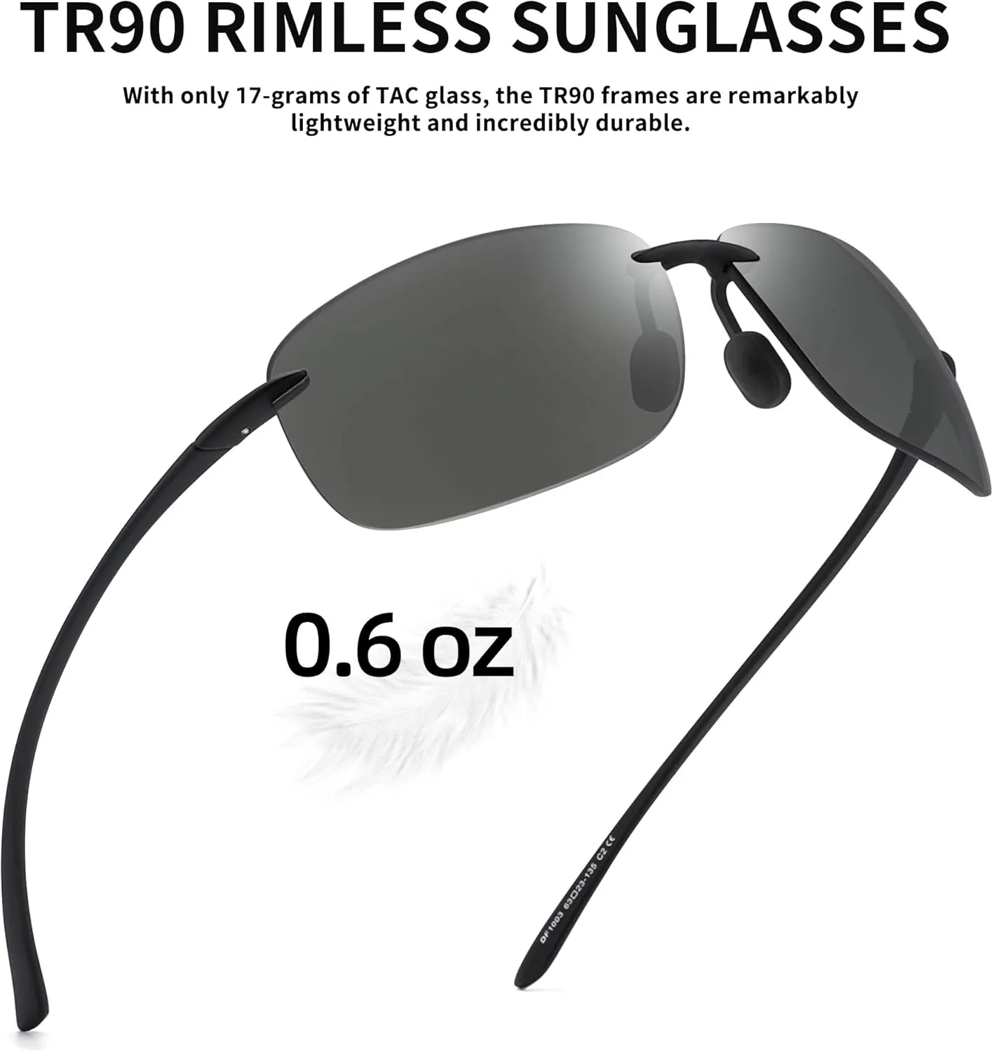 JIM HALO Sport Sunglasses for Men Women TR90 Rimless Frame for Running Fishing Cycling Driving