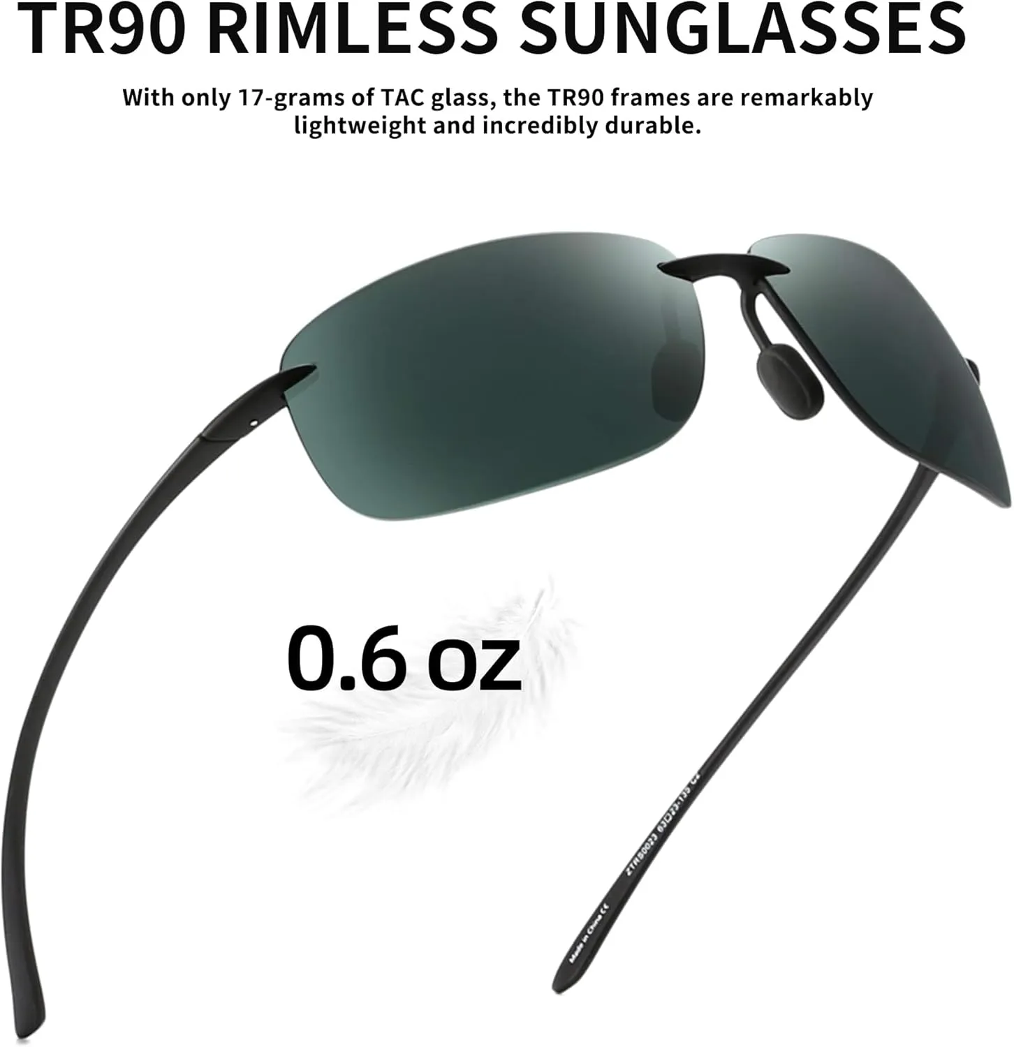 JIM HALO Sport Sunglasses for Men Women TR90 Rimless Frame for Running Fishing Cycling Driving