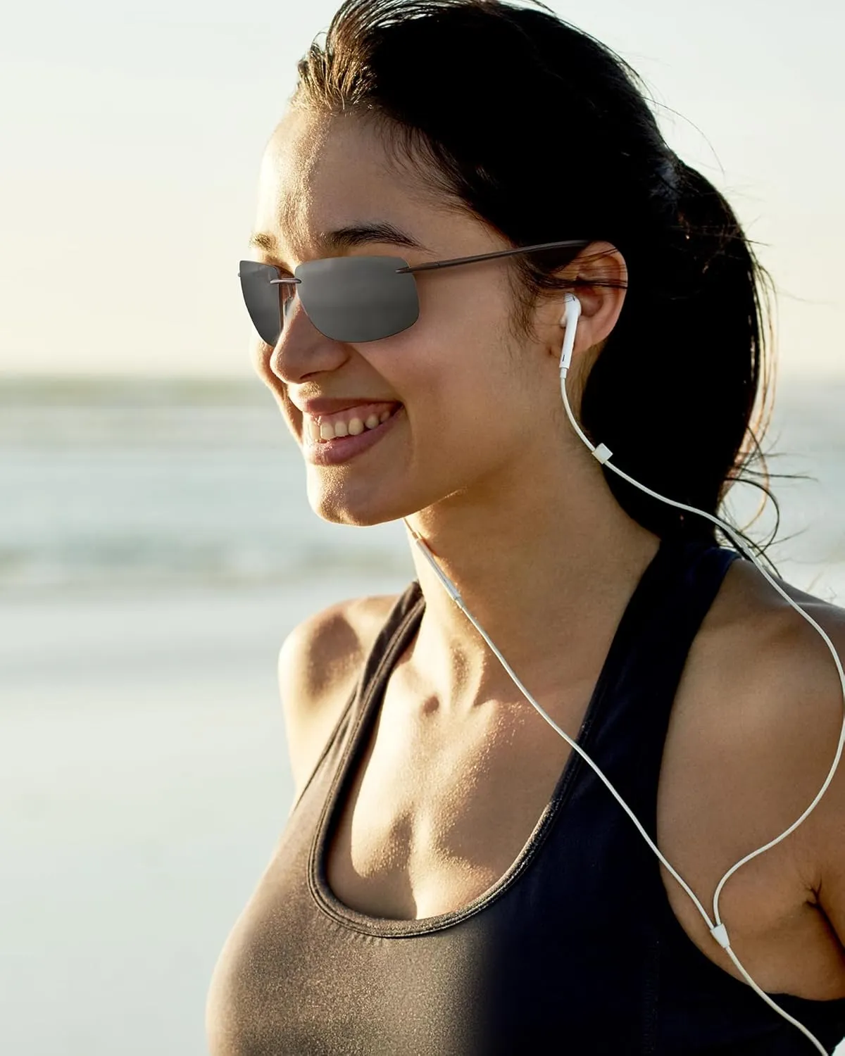 JIM HALO Sport Sunglasses for Men Women TR90 Rimless Frame for Running Fishing Cycling Driving