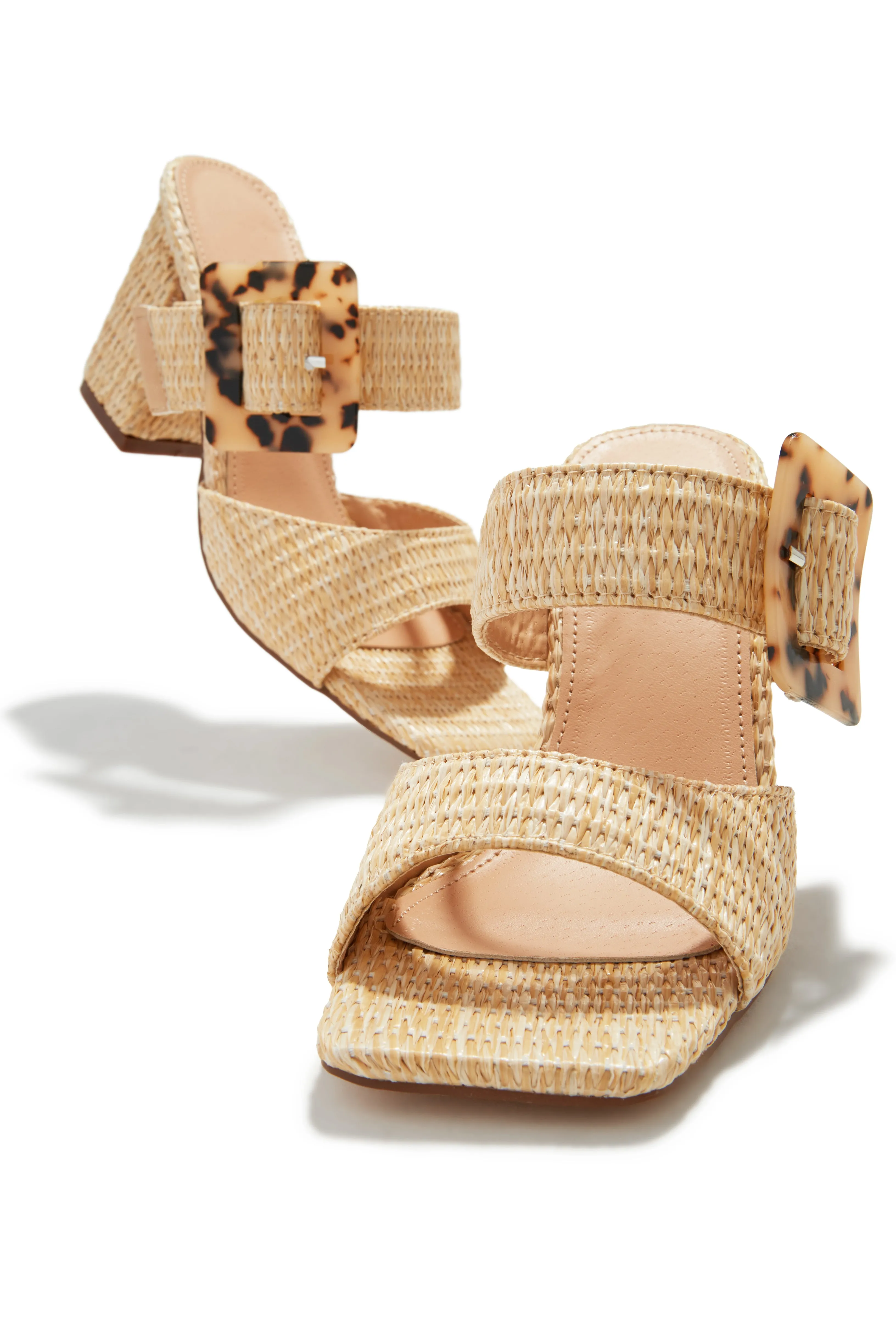 Naya Block Heel Mules - Nude