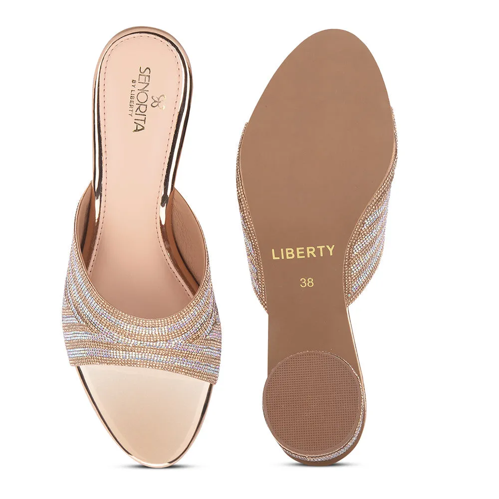 Senorita Golden Block Heels For Women STY-29 By Liberty