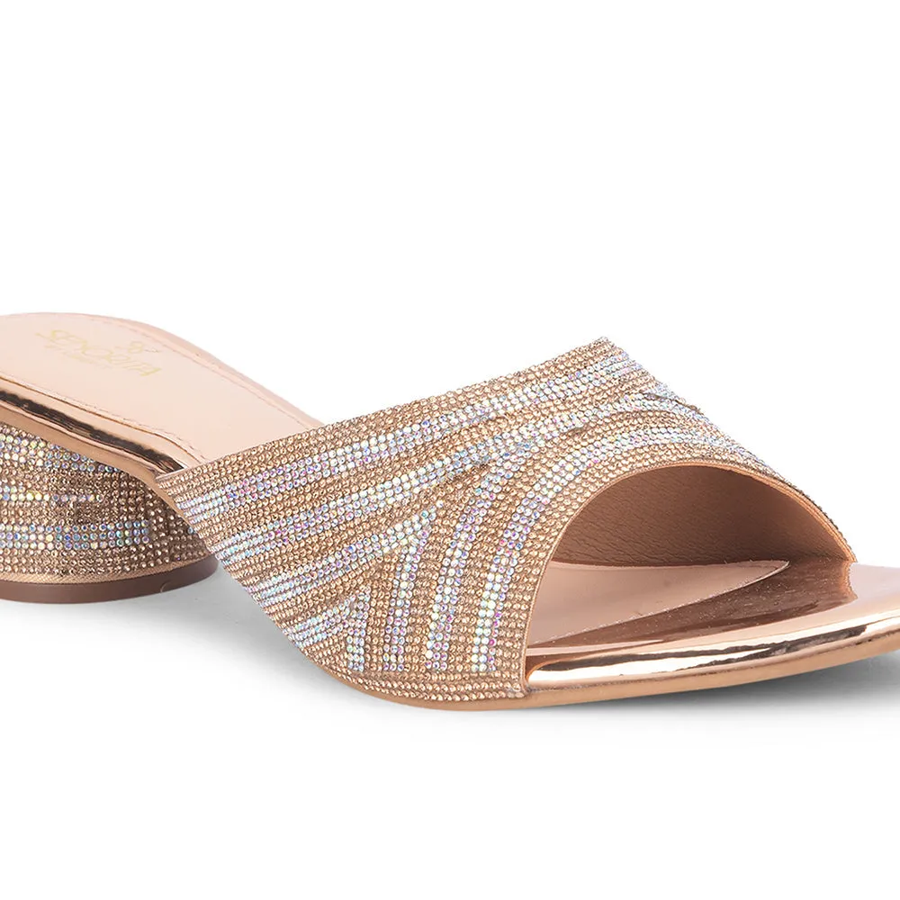 Senorita Golden Block Heels For Women STY-29 By Liberty