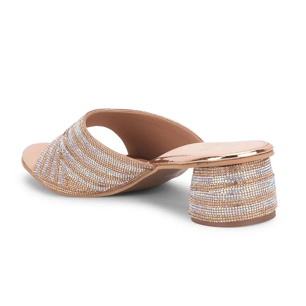 Senorita Golden Block Heels For Women STY-29 By Liberty