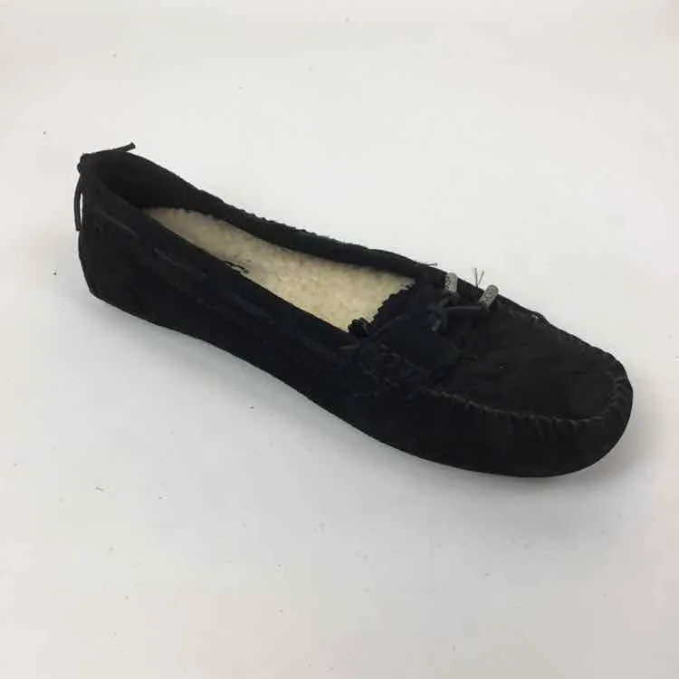 UGG Women Size 6.5 Black/cream Shearling Slip Ons Flats