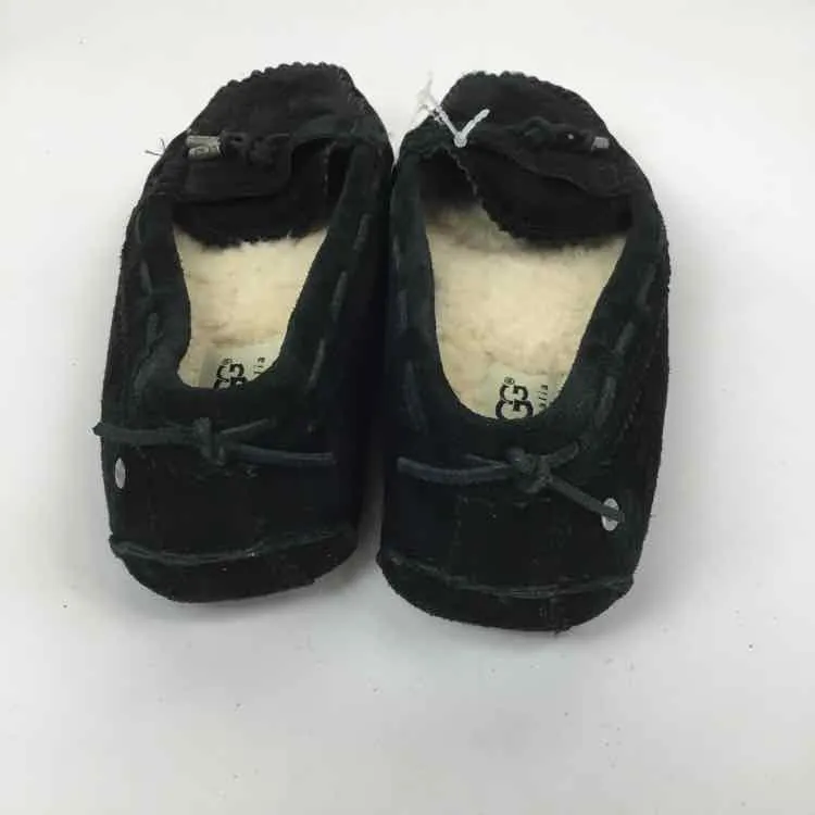 UGG Women Size 6.5 Black/cream Shearling Slip Ons Flats