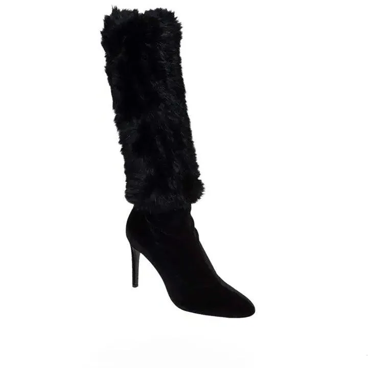 UZA BLACK FUR LONG BOOTS