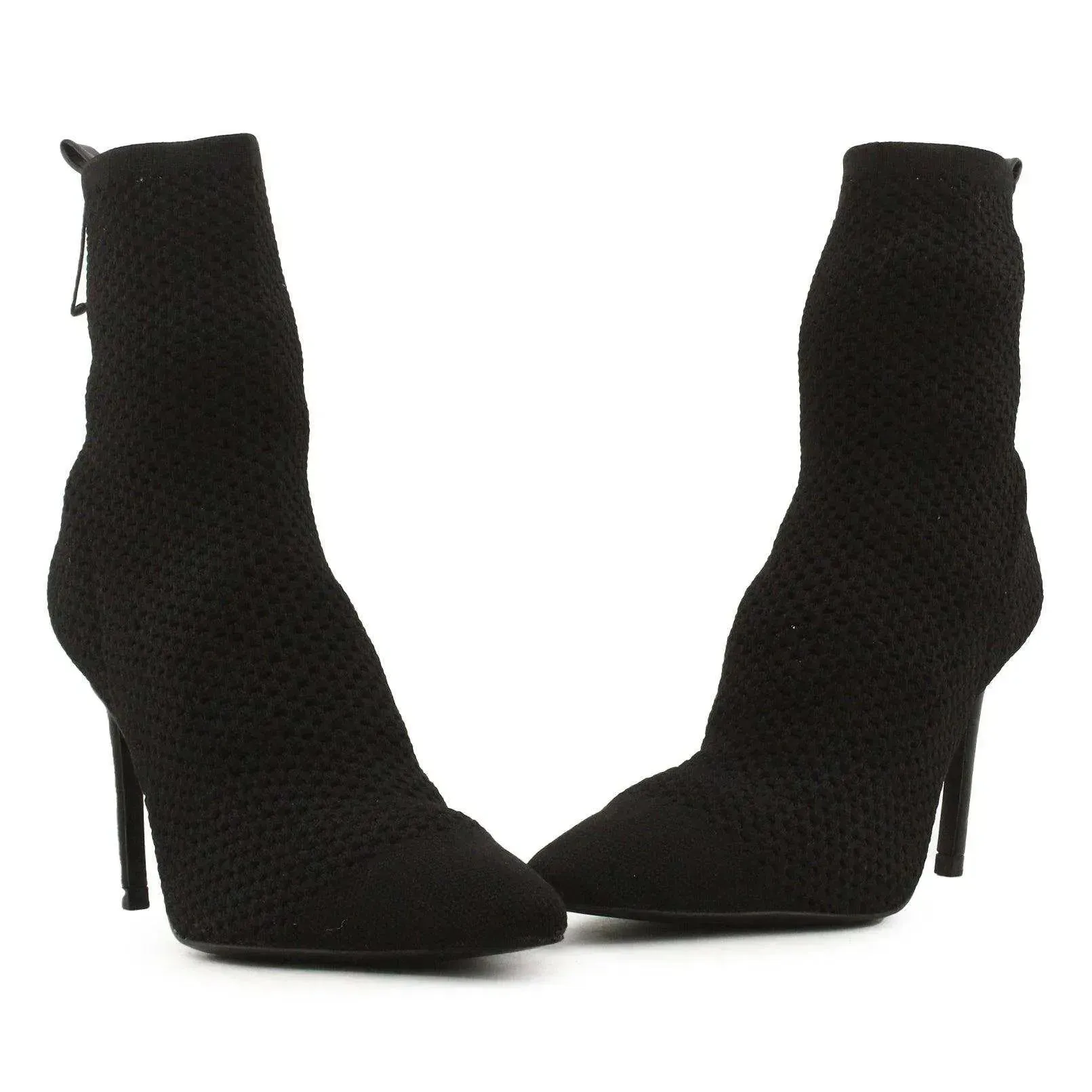 Zara Stilettos Heels Knitted Ankle Boots | 100% Authentic Leather